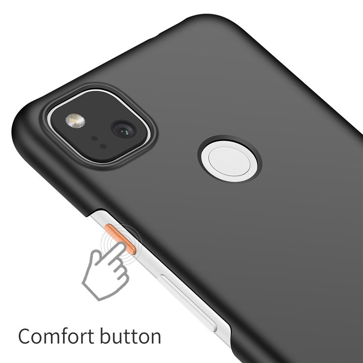 For Google Pixel 4a Mobile Phone Cover Hard Plastic Shockproof Solid Color Cell Phone Back Case - Black