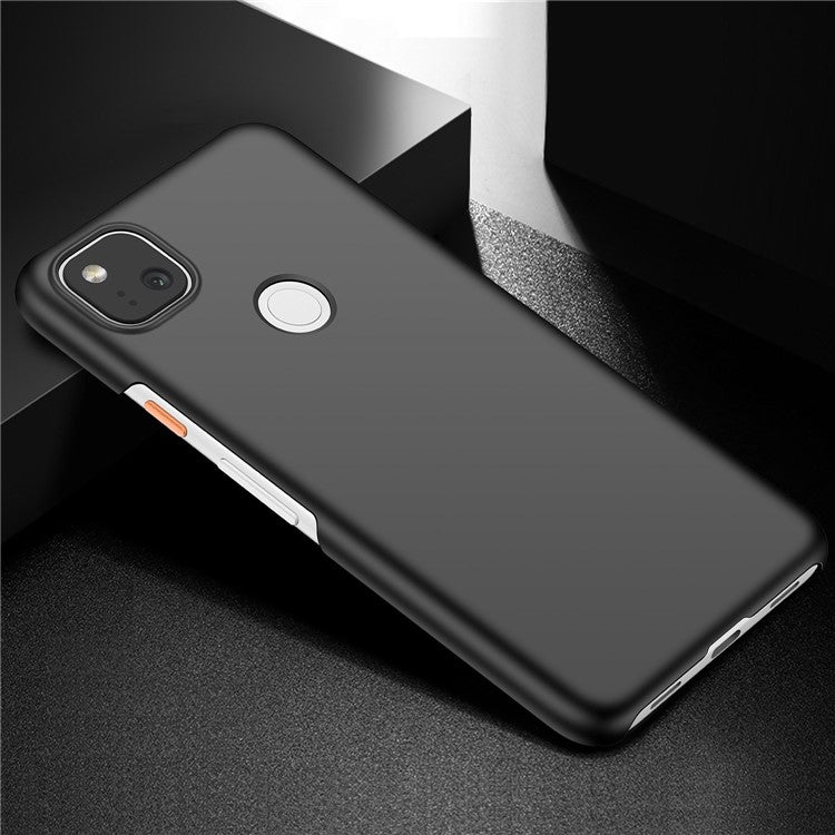 For Google Pixel 4a Mobile Phone Cover Hard Plastic Shockproof Solid Color Cell Phone Back Case - Black