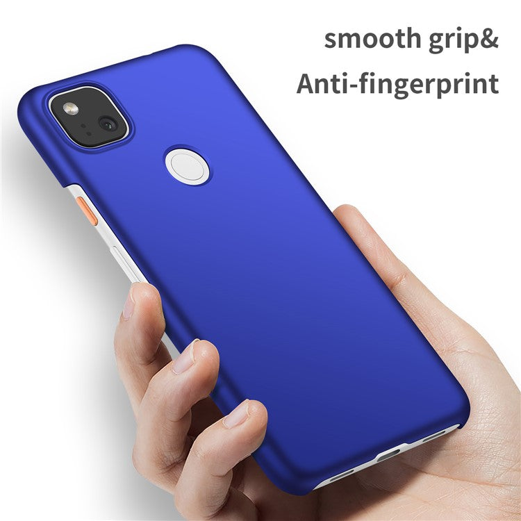 For Google Pixel 4a Mobile Phone Cover Hard Plastic Shockproof Solid Color Cell Phone Back Case - Blue