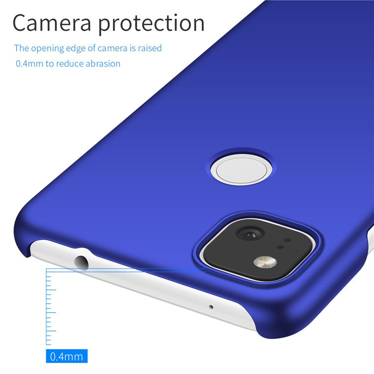 For Google Pixel 4a Mobile Phone Cover Hard Plastic Shockproof Solid Color Cell Phone Back Case - Blue