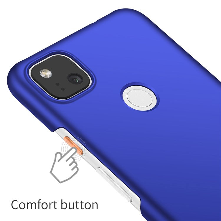 For Google Pixel 4a Mobile Phone Cover Hard Plastic Shockproof Solid Color Cell Phone Back Case - Blue