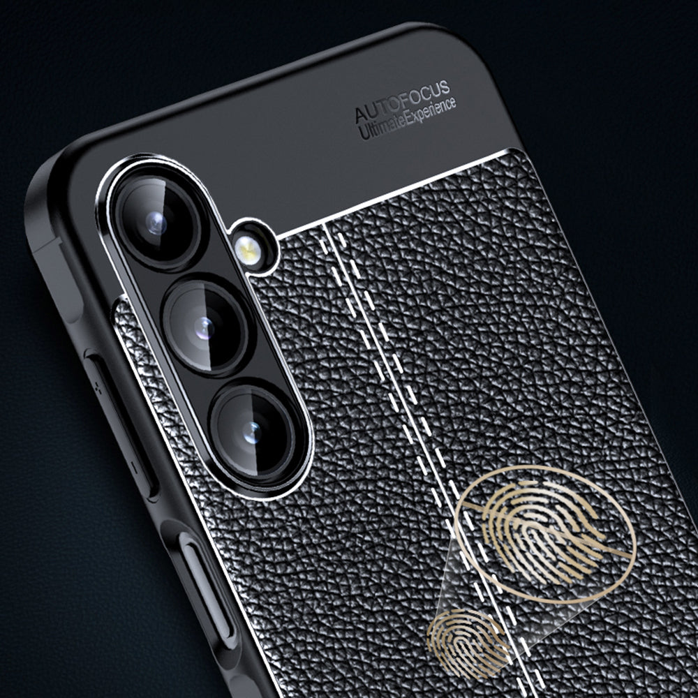 For Samsung Galaxy A16 5G / 4G Case Litchi Texture TPU Flexible Phone Cover, Black