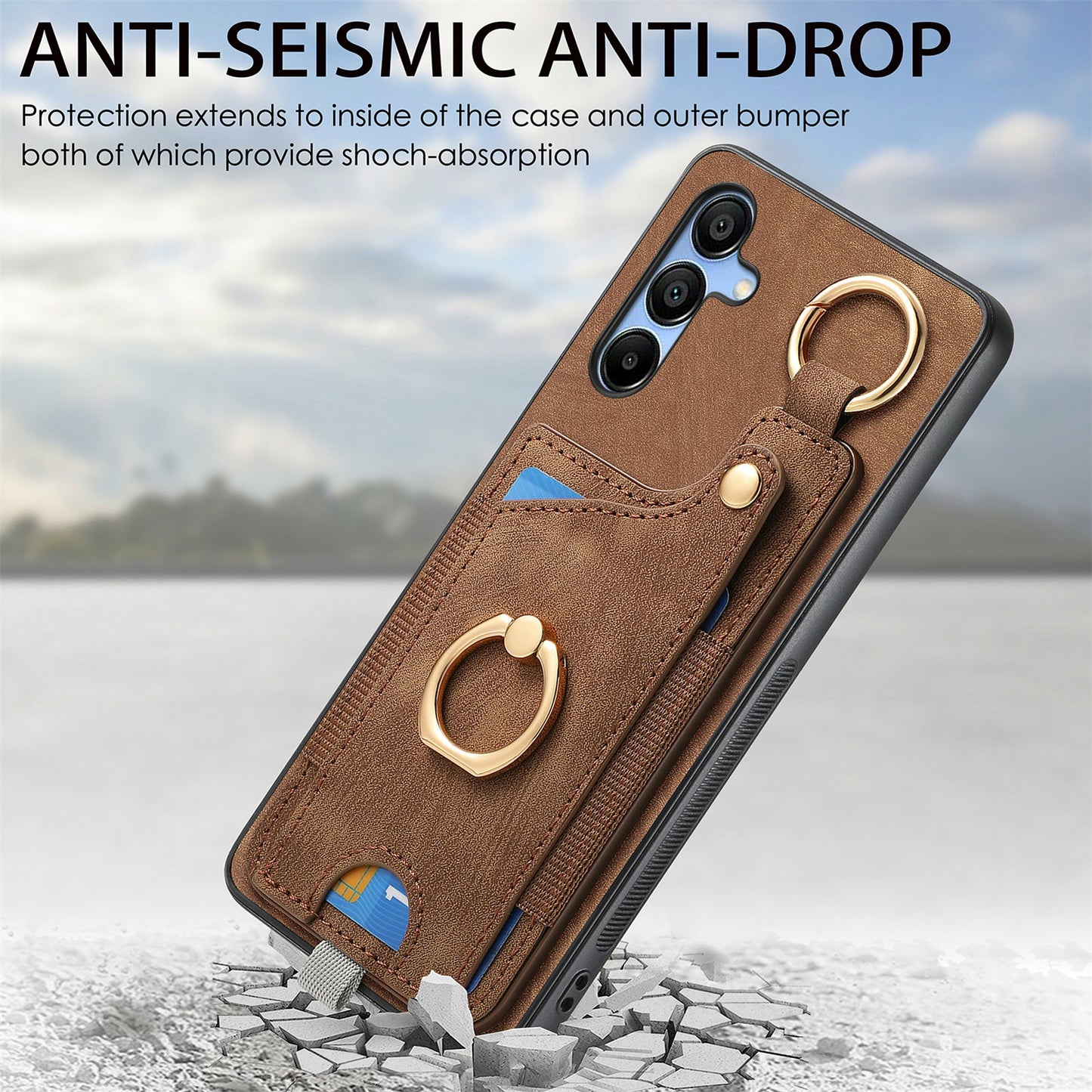 For Samsung Galaxy A16 4G / 5G Case Card Slots Leather+TPU Phone Cover with Ring Buckle - Pink