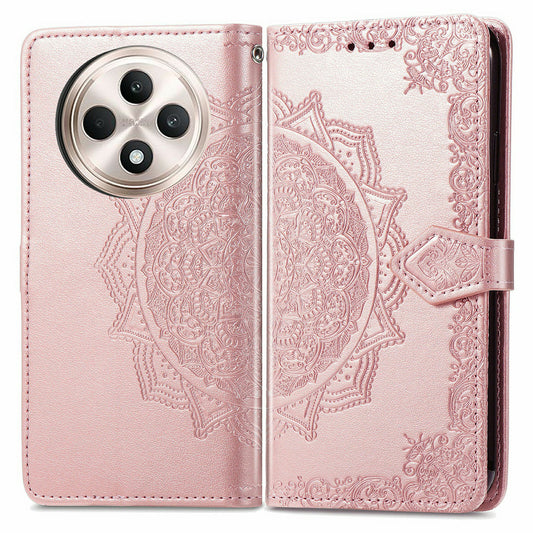 For Oppo F27 5G Wallet Case Mandala Flower Leather Phone Cover Stand View - Rose Gold