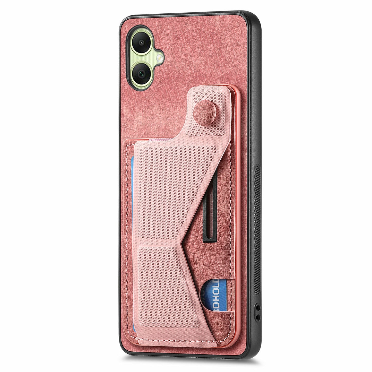 For Samsung Galaxy A06 Case Retro Leather Back Cover Card Slot Side Kickstand - Pink
