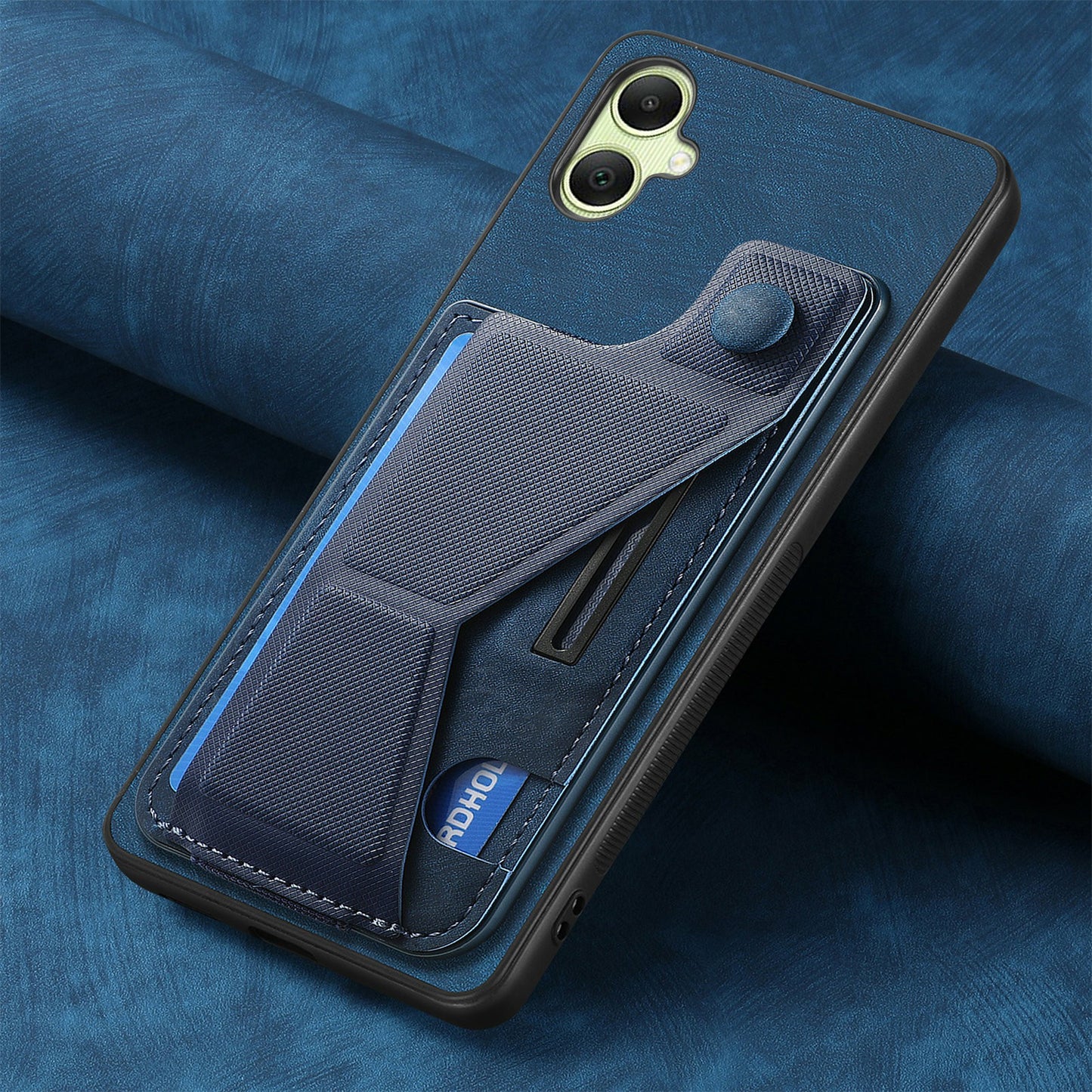 For Samsung Galaxy A06 Case Retro Leather Back Cover Card Slot Side Kickstand - Blue