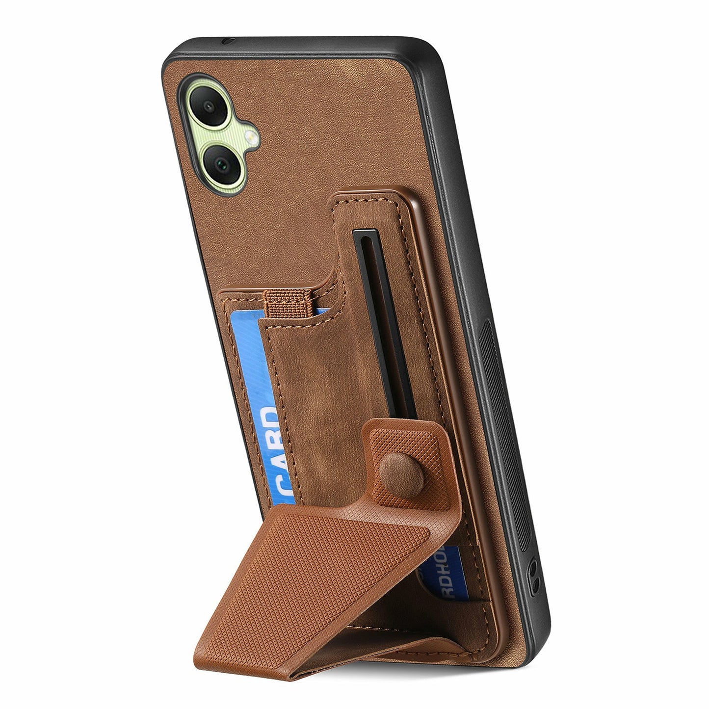 For Samsung Galaxy A06 Case Retro Leather Back Cover Card Slot Side Kickstand - Brown