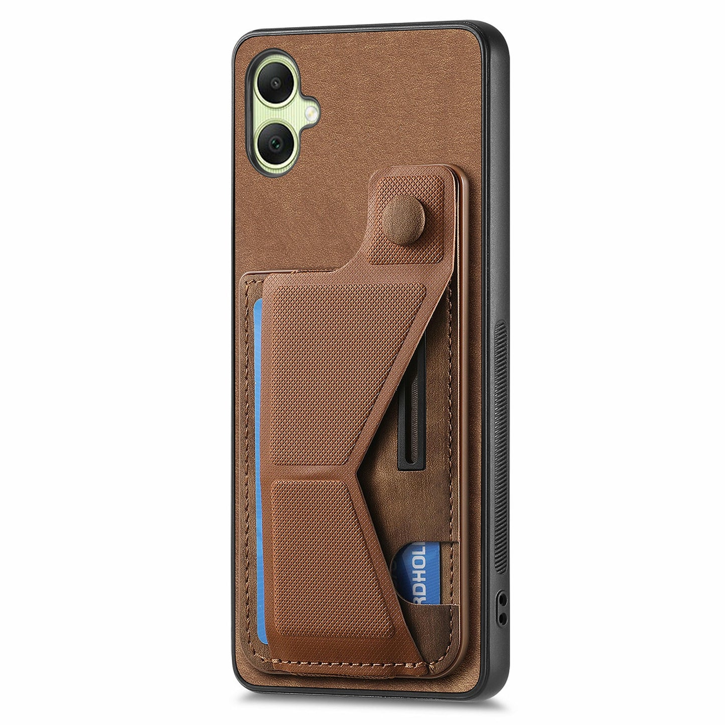 For Samsung Galaxy A06 Case Retro Leather Back Cover Card Slot Side Kickstand - Brown