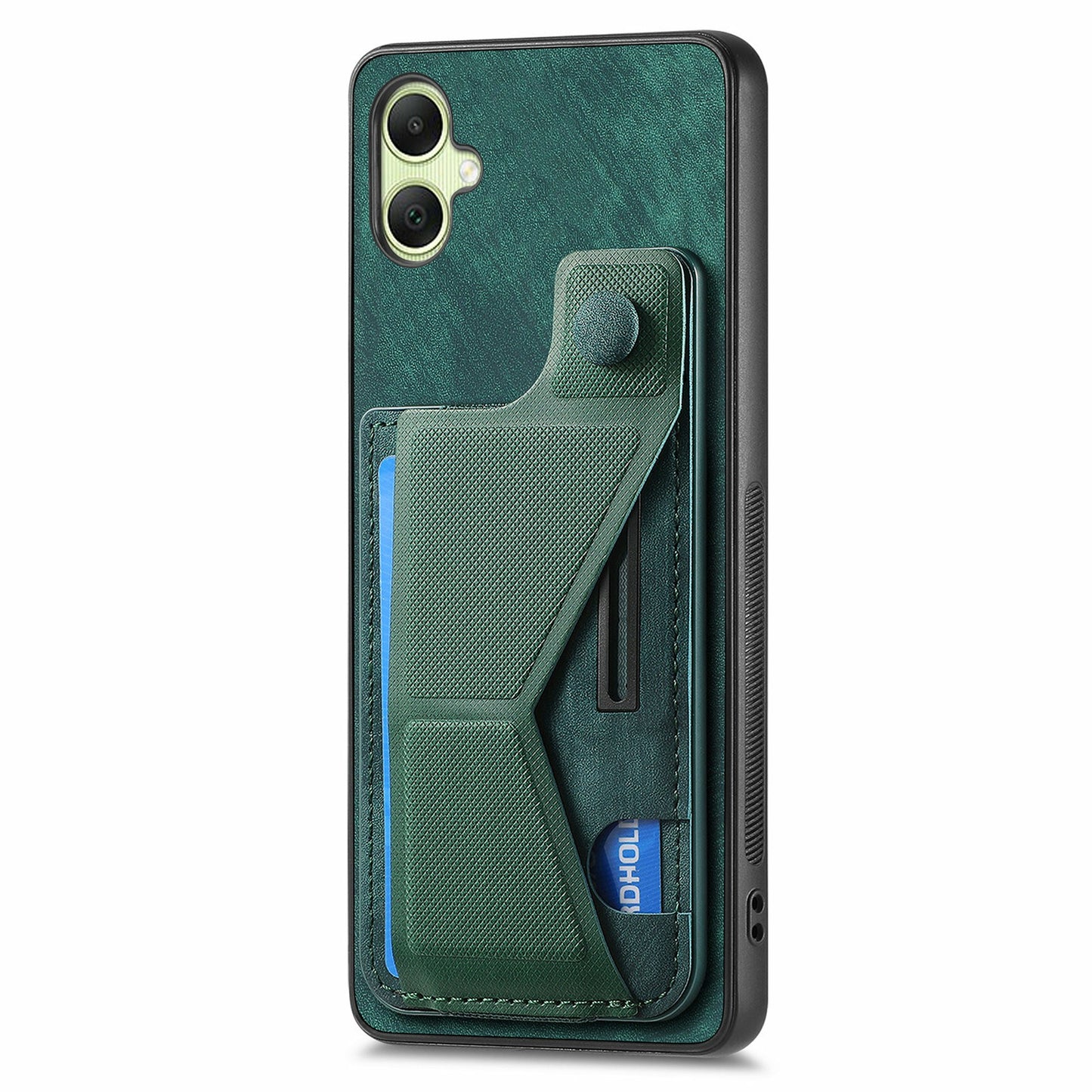 For Samsung Galaxy A06 Case Retro Leather Back Cover Card Slot Side Kickstand - Green