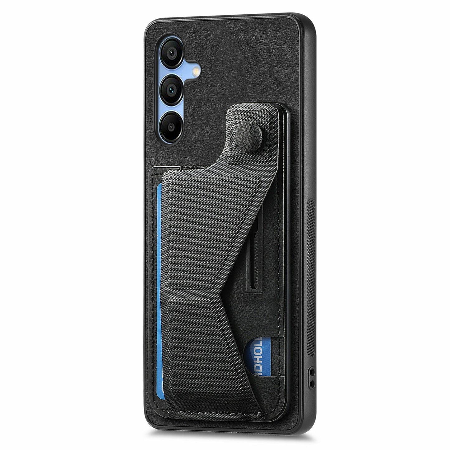 For Samsung Galaxy A16 4G / 5G Case Retro Leather Back Cover Card Slot Side Kickstand - Black