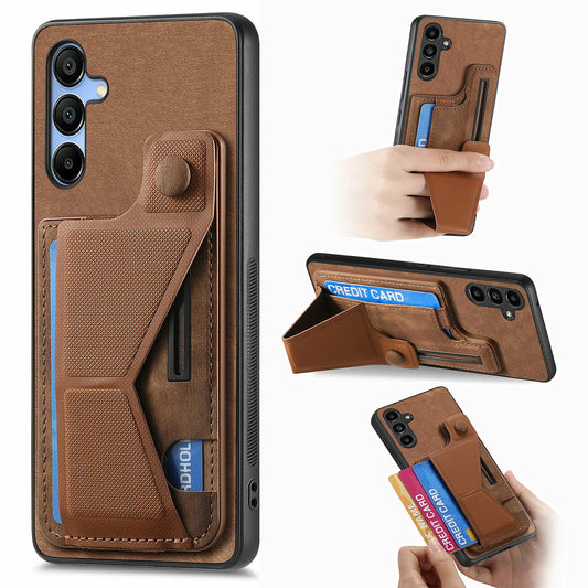 For Samsung Galaxy A16 4G / 5G Case Retro Leather Back Cover Card Slot Side Kickstand - Brown