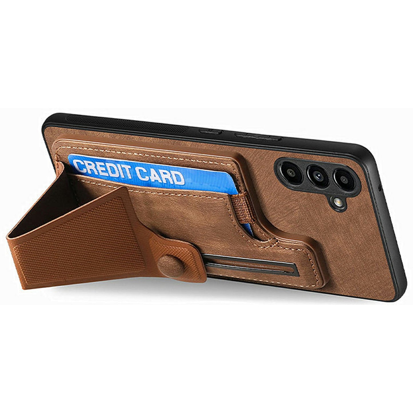 For Samsung Galaxy A16 4G / 5G Case Retro Leather Back Cover Card Slot Side Kickstand - Brown