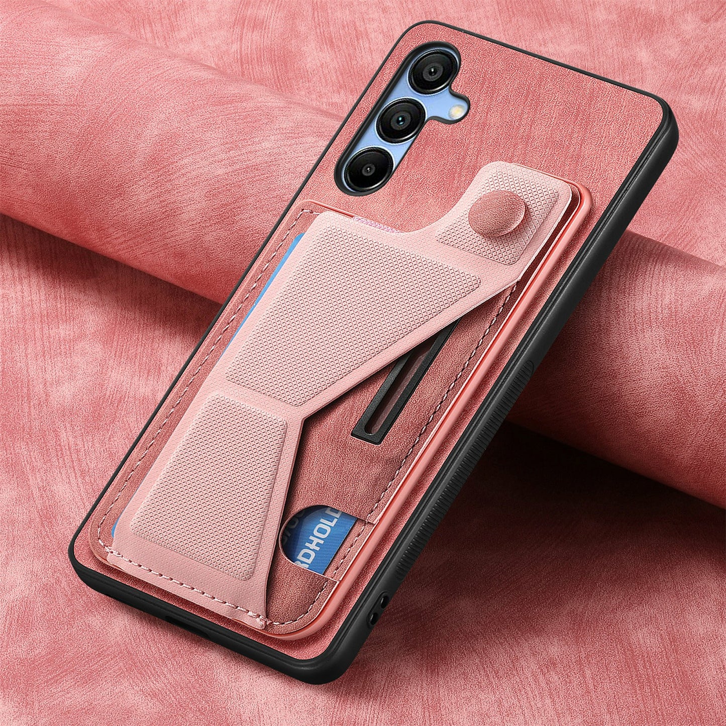 For Samsung Galaxy A16 4G / 5G Case Retro Leather Back Cover Card Slot Side Kickstand - Pink