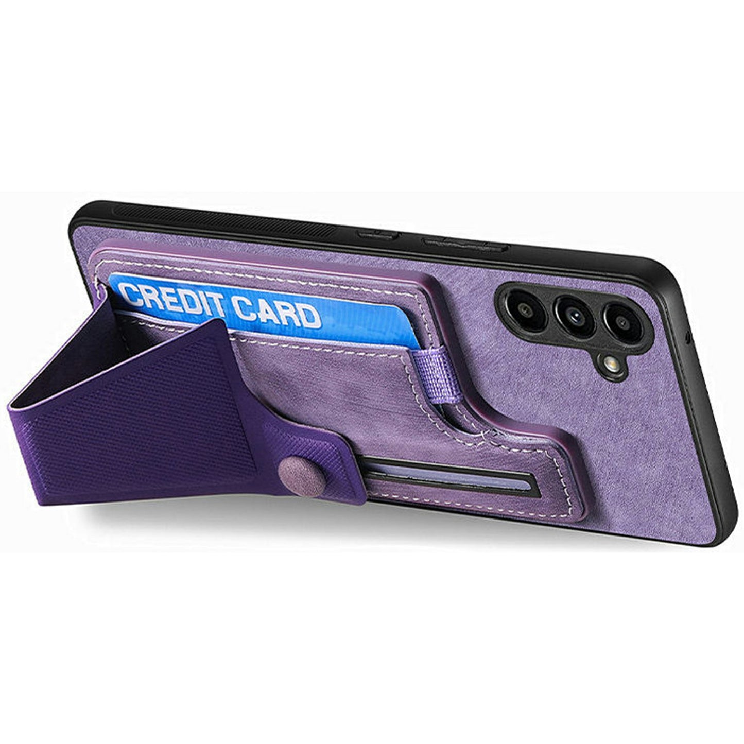 For Samsung Galaxy A16 4G / 5G Case Retro Leather Back Cover Card Slot Side Kickstand - Purple