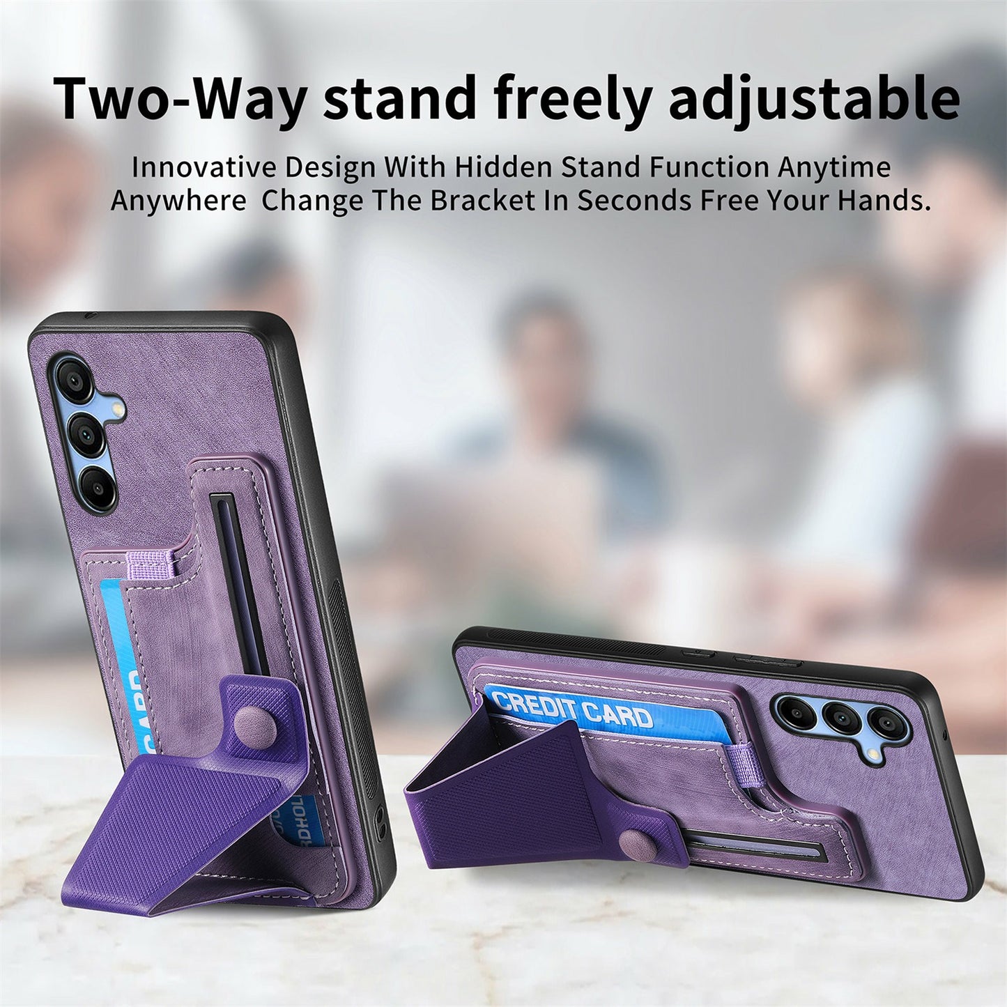 For Samsung Galaxy A16 4G / 5G Case Retro Leather Back Cover Card Slot Side Kickstand - Purple