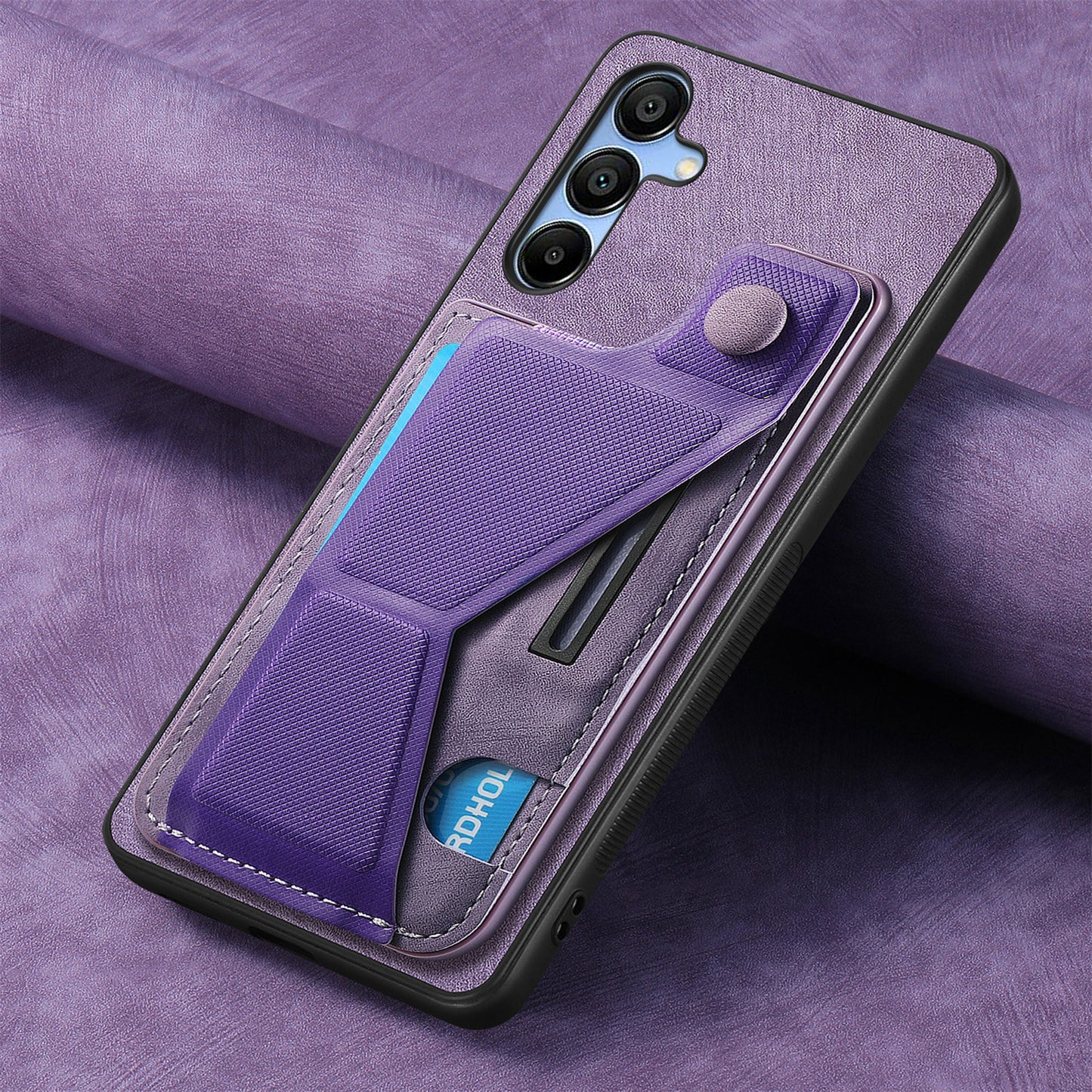 For Samsung Galaxy A16 4G / 5G Case Retro Leather Back Cover Card Slot Side Kickstand - Purple