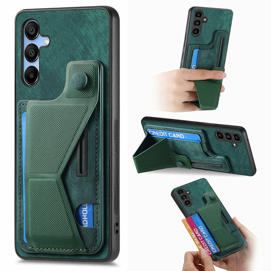 For Samsung Galaxy A16 4G / 5G Case Retro Leather Back Cover Card Slot Side Kickstand - Green