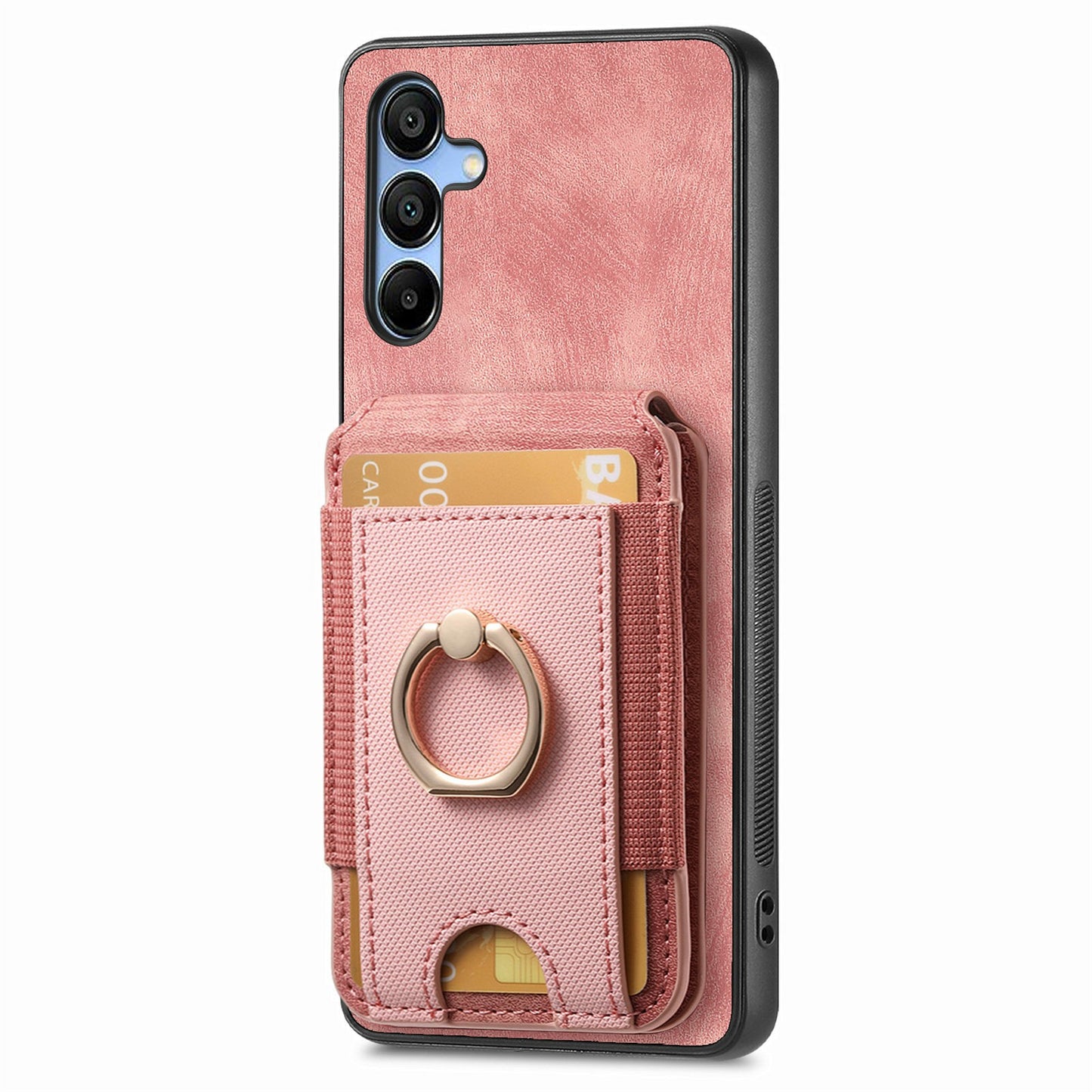 For Samsung Galaxy A16 4G / 5G Case Vertical Flip Card Holder Ring Holder Kickstand Leather Back Cover - Pink