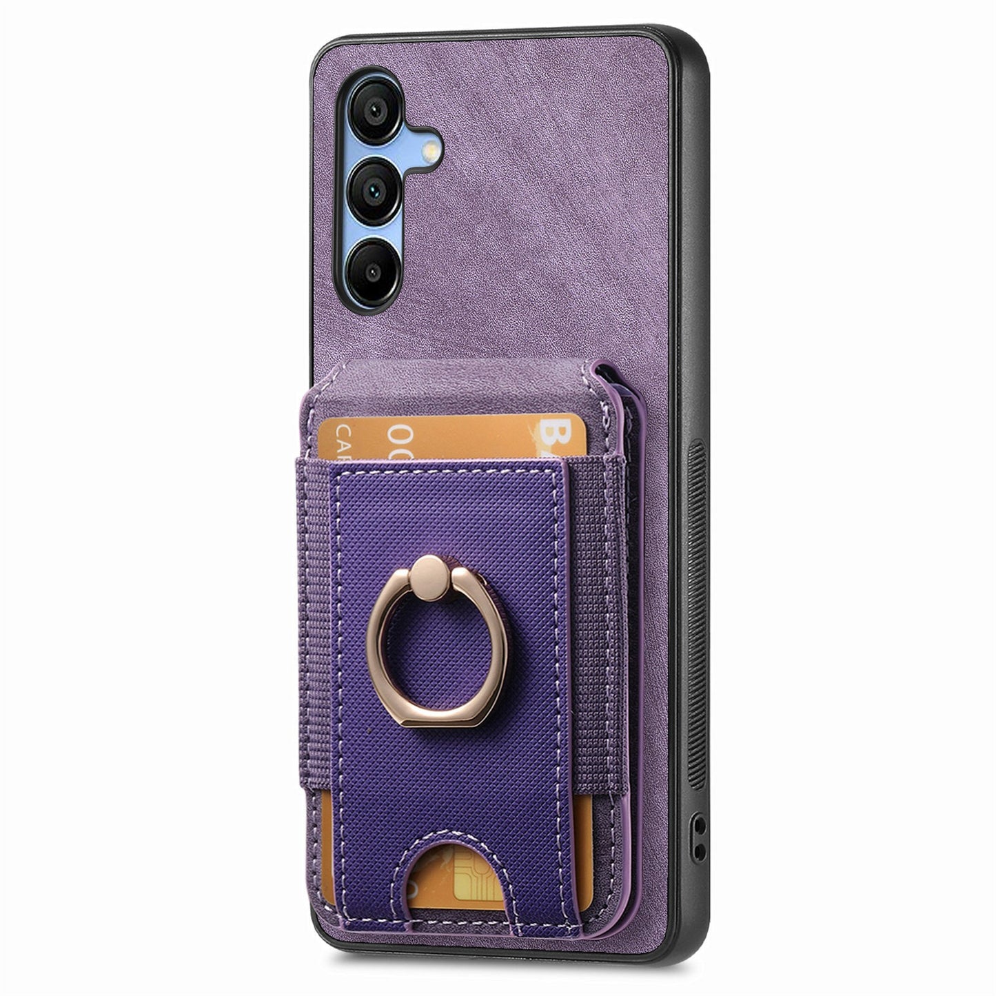 For Samsung Galaxy A16 4G / 5G Case Vertical Flip Card Holder Ring Holder Kickstand Leather Back Cover - Purple