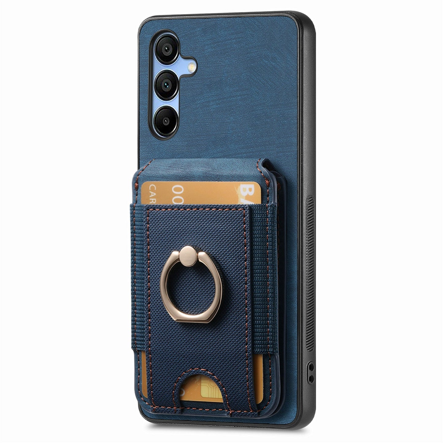 For Samsung Galaxy A16 4G / 5G Case Vertical Flip Card Holder Ring Holder Kickstand Leather Back Cover - Blue