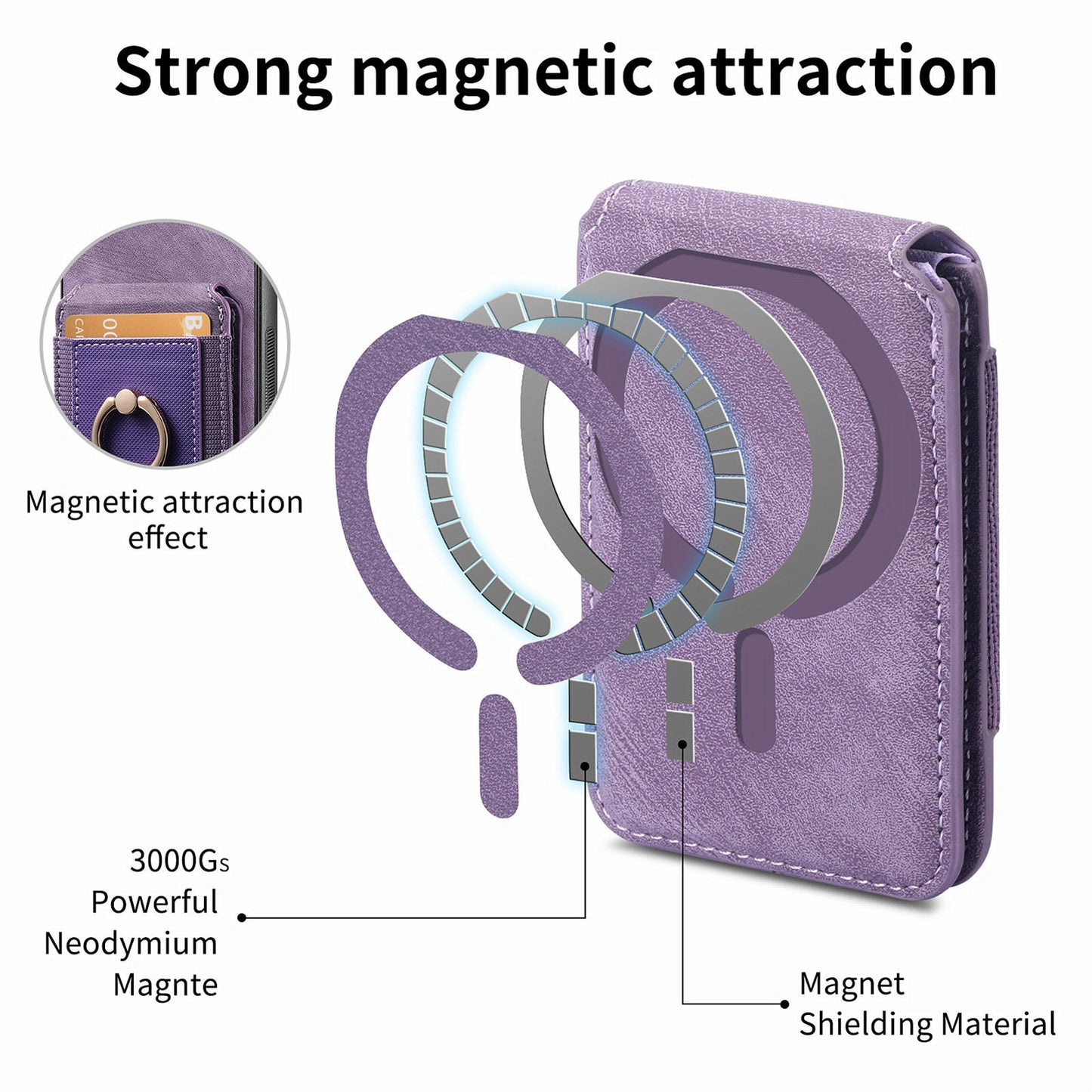 For Samsung Galaxy A06 Case Vertical Flip Card Holder Ring Holder Kickstand Leather Back Cover - Purple