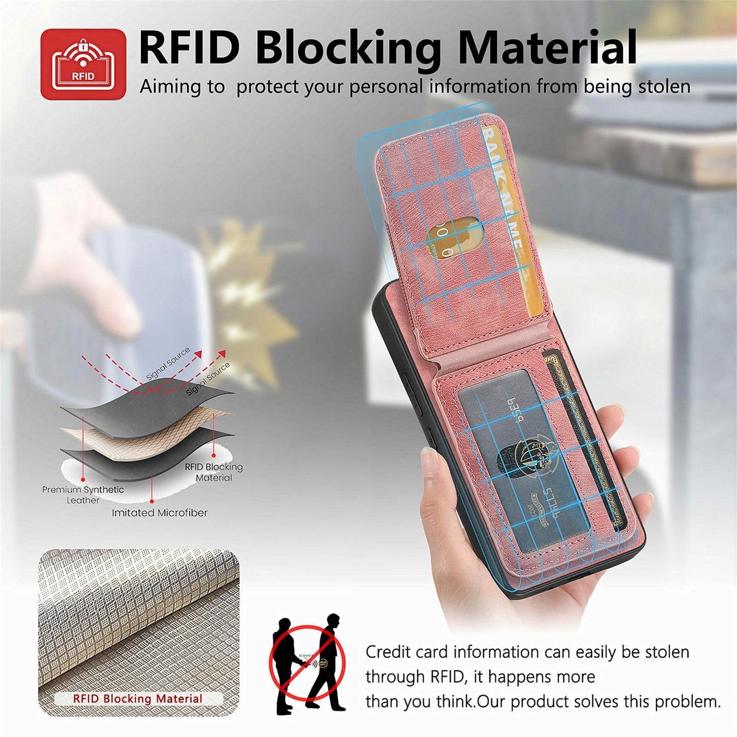 For Samsung Galaxy A06 Case Vertical Flip Card Holder Ring Holder Kickstand Leather Back Cover - Black