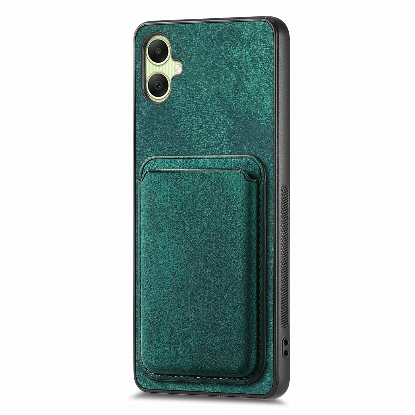 For Samsung Galaxy A06 Case Leather+TPU Retro Phone Cover with Detachable Card Slot - Green