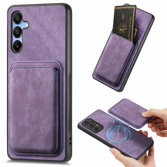 For Samsung Galaxy A16 4G / 5G Case Leather+TPU Retro Phone Cover with Detachable Card Slot - Purple
