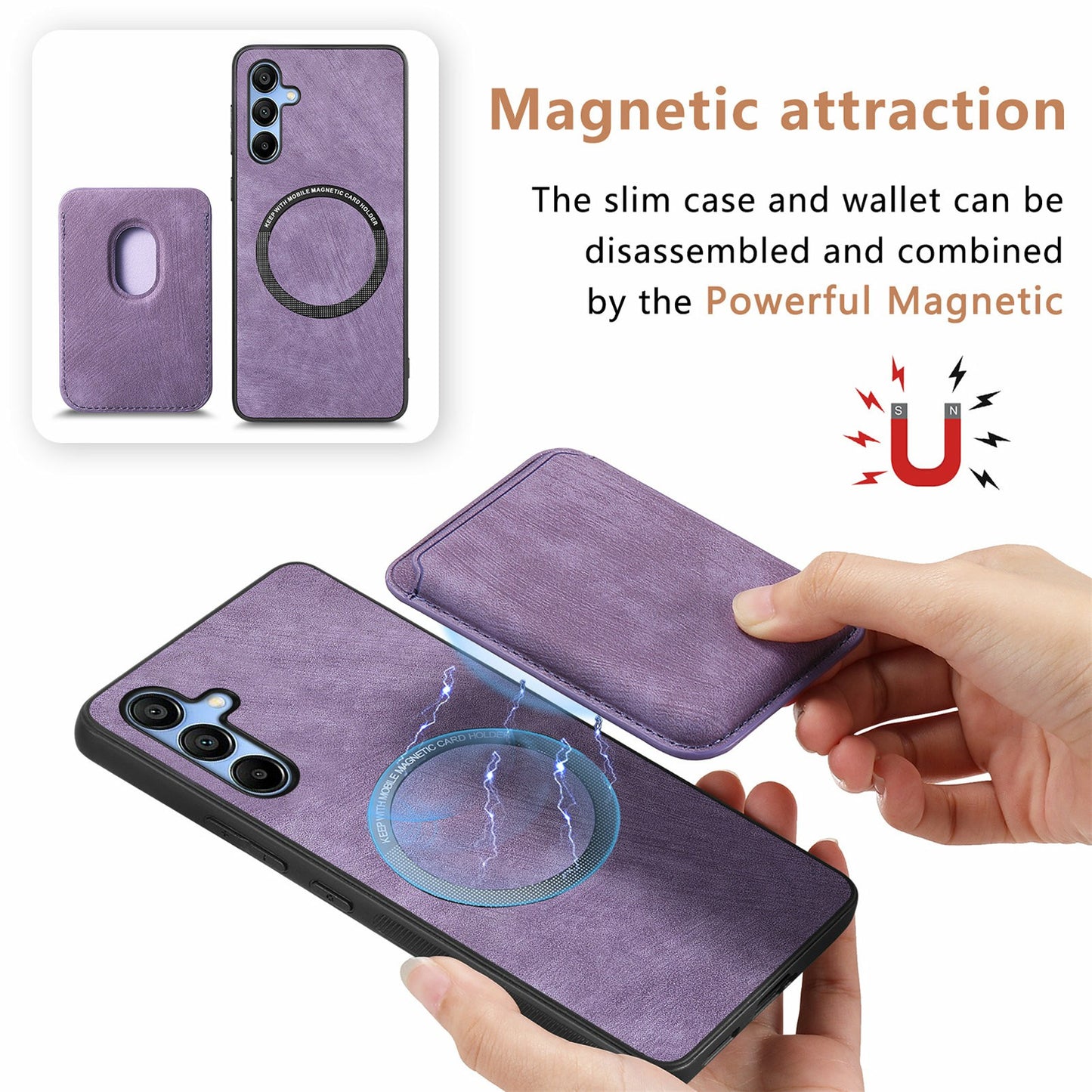 For Samsung Galaxy A16 4G / 5G Case Leather+TPU Retro Phone Cover with Detachable Card Slot - Blue