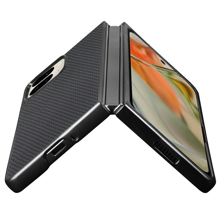 For Google Pixel 9 Pro Fold 5G Case Retro PU Leather Coated PC Folding Phone Cover - Black