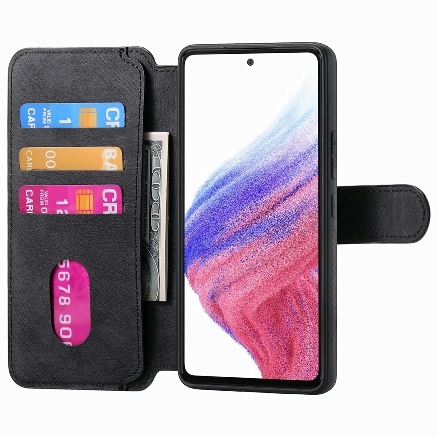 CASENEO MW-03 For Samsung Galaxy A16 4G / 5G Case Detachable Wallet Leather+TPU Phone Cover - Black