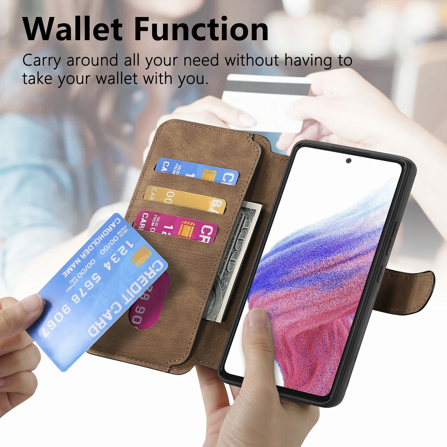 CASENEO MW-03 For Samsung Galaxy A16 4G / 5G Case Detachable Wallet Leather+TPU Phone Cover - Brown