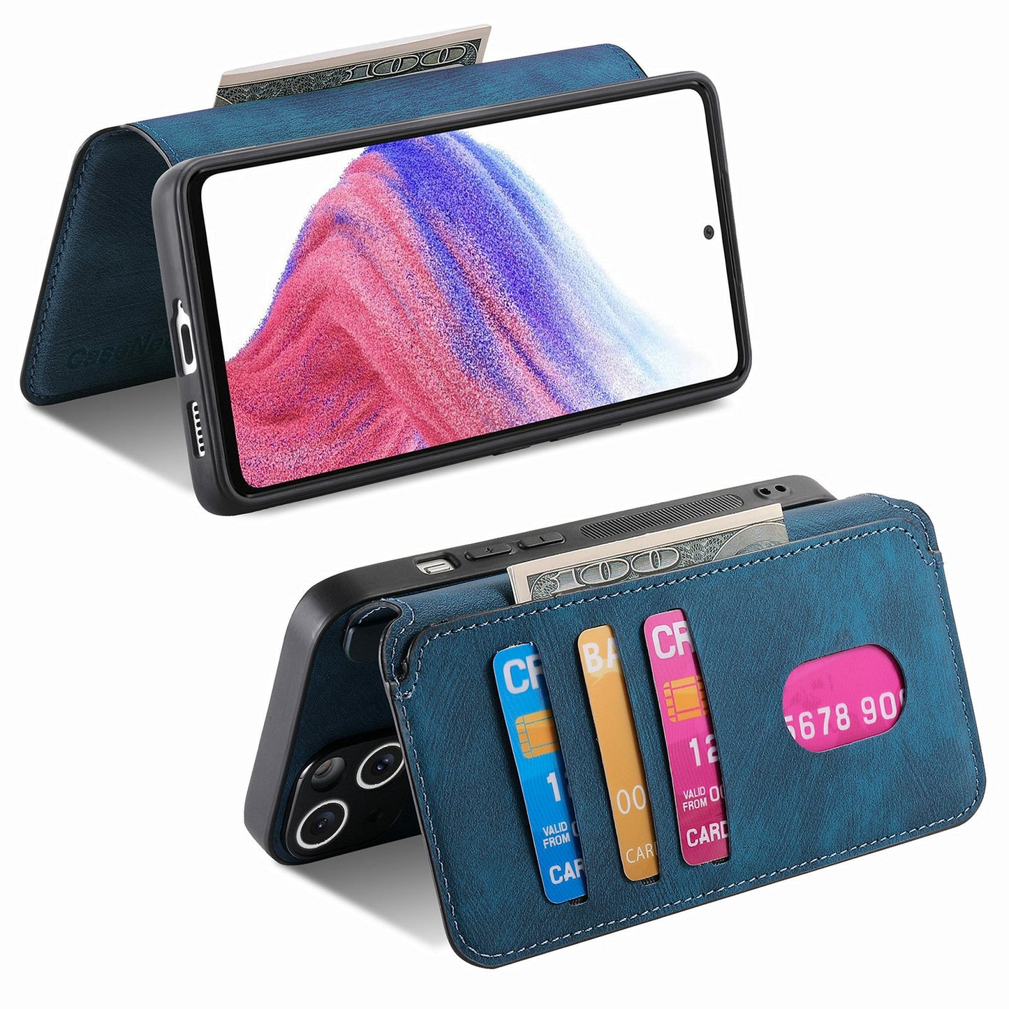 CASENEO MW-03 For Samsung Galaxy A16 4G / 5G Case Detachable Wallet Leather+TPU Phone Cover - Dark Blue