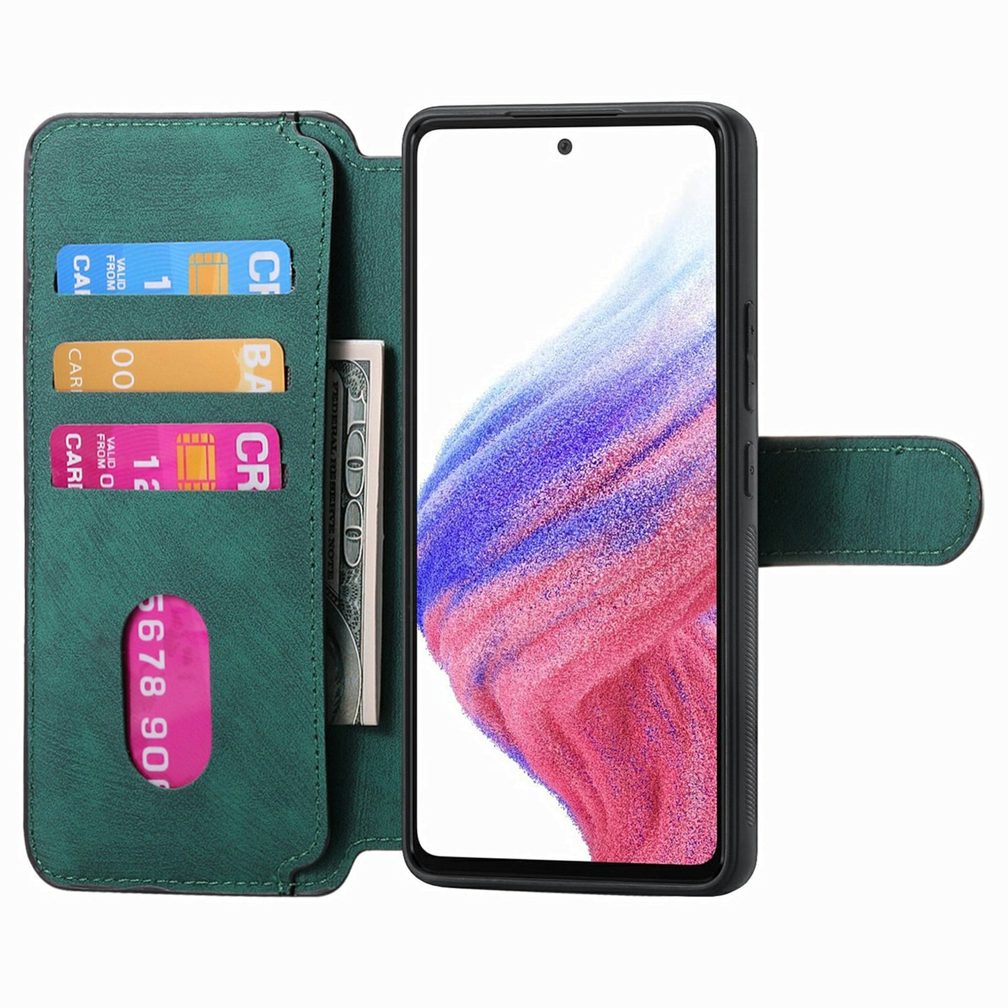 CASENEO MW-03 For Samsung Galaxy A16 4G / 5G Case Detachable Wallet Leather+TPU Phone Cover - Green