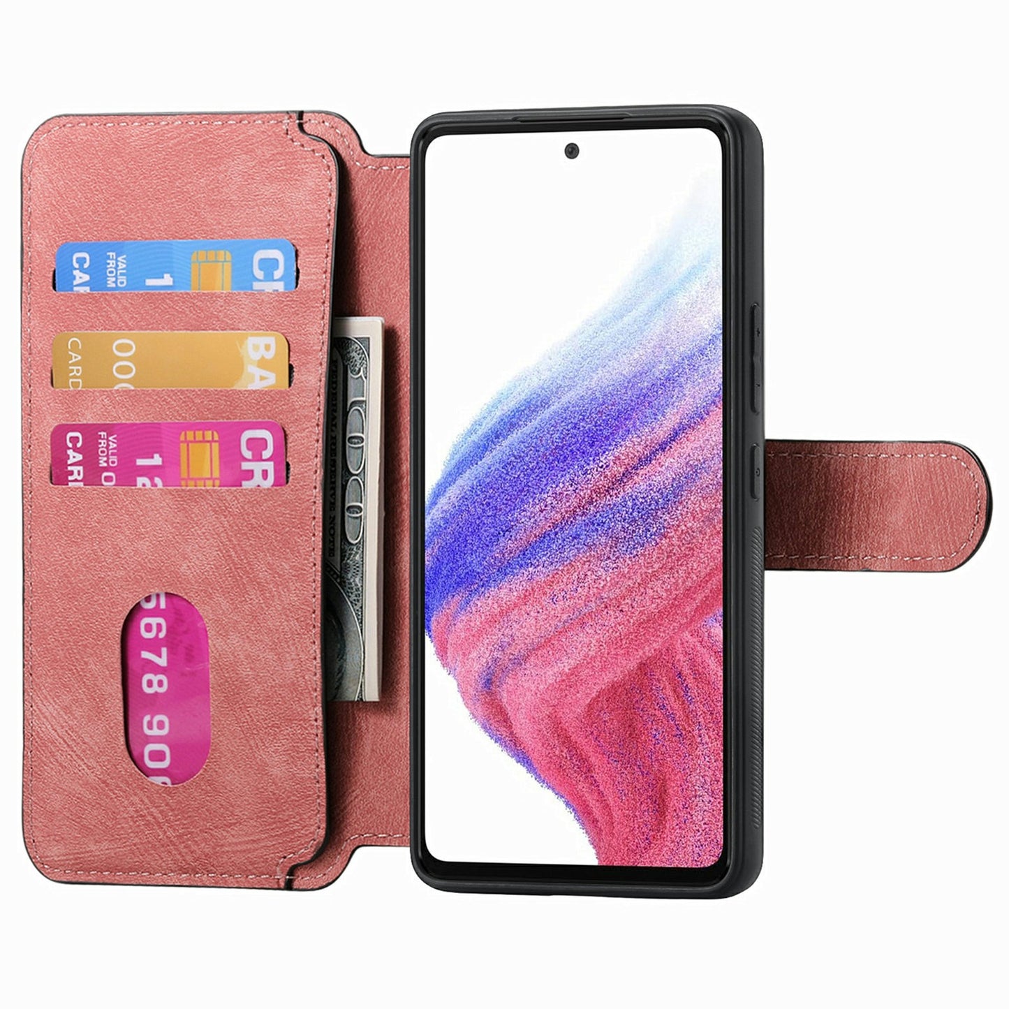 CASENEO MW-03 For Samsung Galaxy A16 4G / 5G Case Detachable Wallet Leather+TPU Phone Cover - Pink