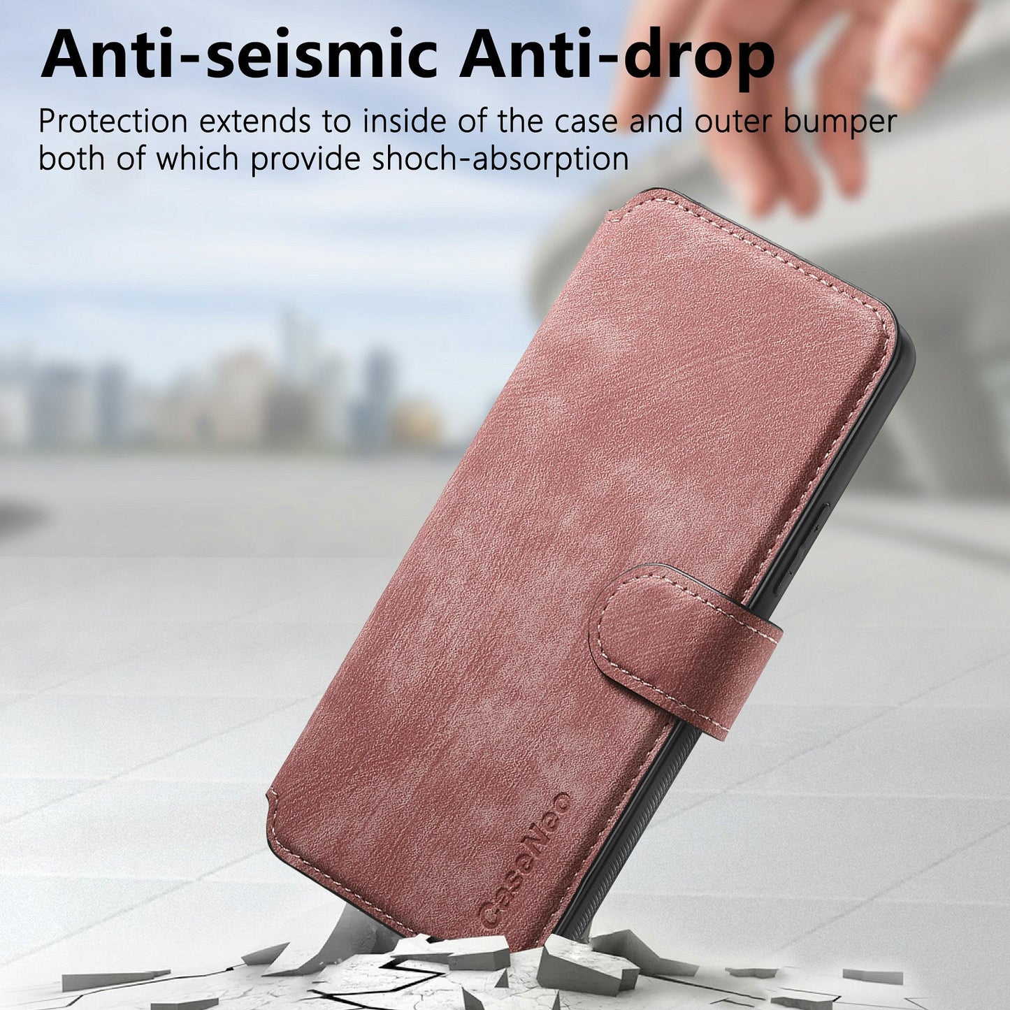 CASENEO MW-03 For Samsung Galaxy A16 4G / 5G Case Detachable Wallet Leather+TPU Phone Cover - Pink