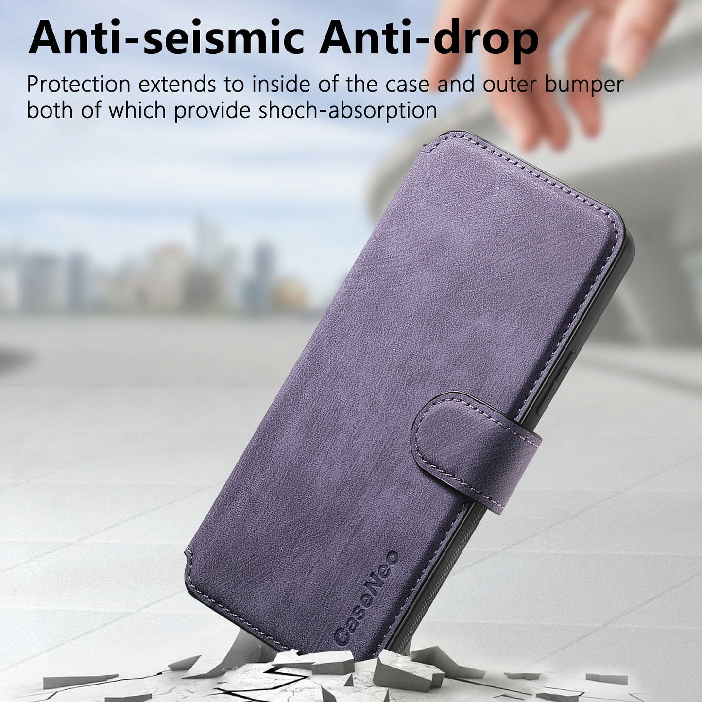 CASENEO MW-03 For Samsung Galaxy A16 4G / 5G Case Detachable Wallet Leather+TPU Phone Cover - Purple