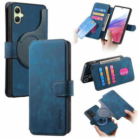 CASENEO MW-03 For Samsung Galaxy A06 Case Detachable Wallet Leather+TPU Phone Cover - Dark Blue
