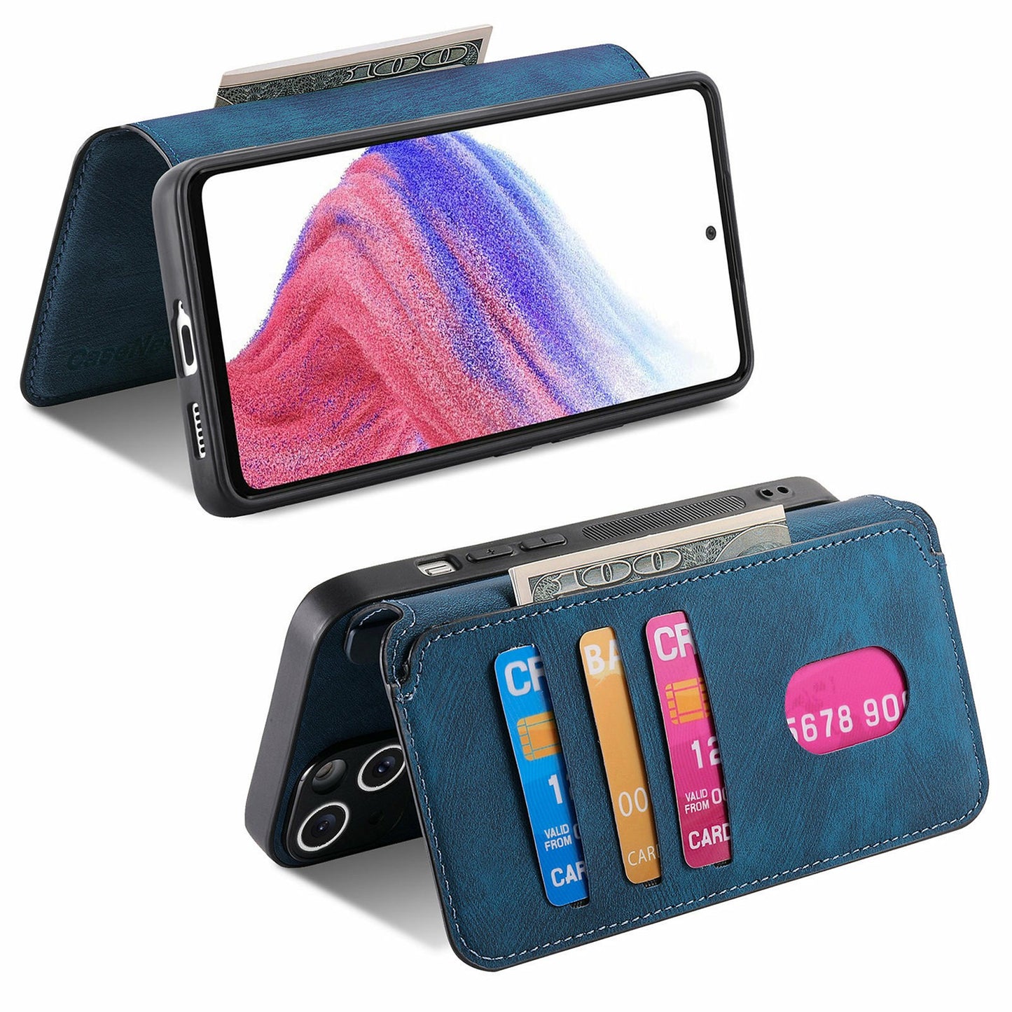 CASENEO MW-03 For Samsung Galaxy A06 Case Detachable Wallet Leather+TPU Phone Cover - Dark Blue