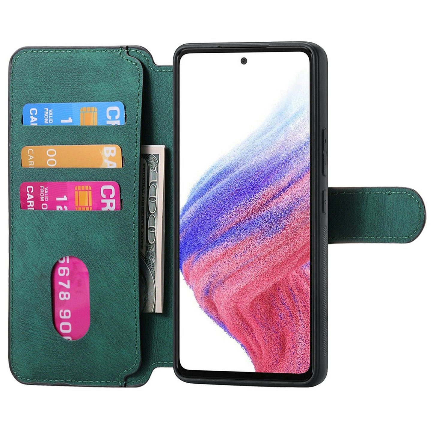 CASENEO MW-03 For Samsung Galaxy A06 Case Detachable Wallet Leather+TPU Phone Cover - Green