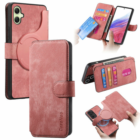 CASENEO MW-03 For Samsung Galaxy A06 Case Detachable Wallet Leather+TPU Phone Cover - Pink