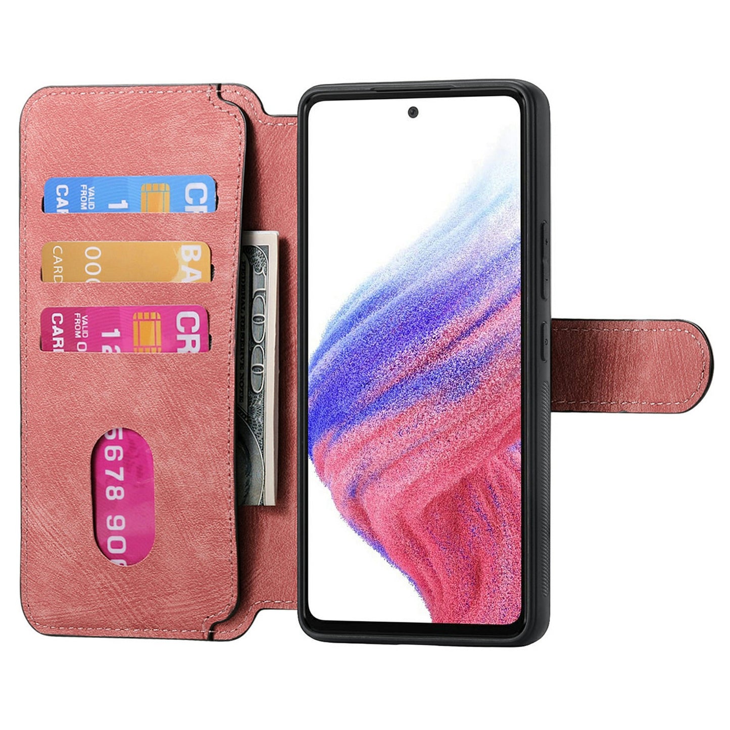 CASENEO MW-03 For Samsung Galaxy A06 Case Detachable Wallet Leather+TPU Phone Cover - Pink