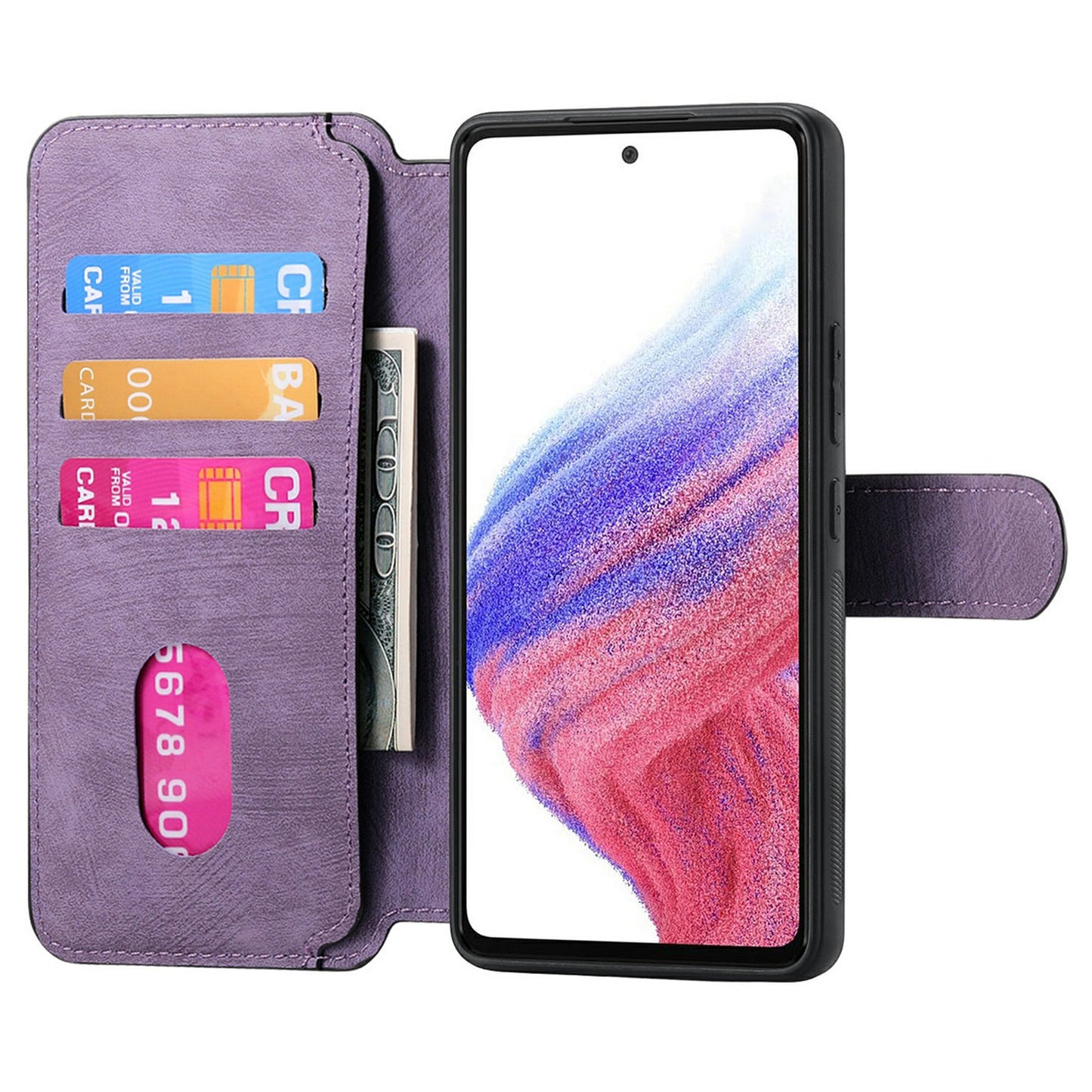 CASENEO MW-03 For Samsung Galaxy A06 Case Detachable Wallet Leather+TPU Phone Cover - Purple