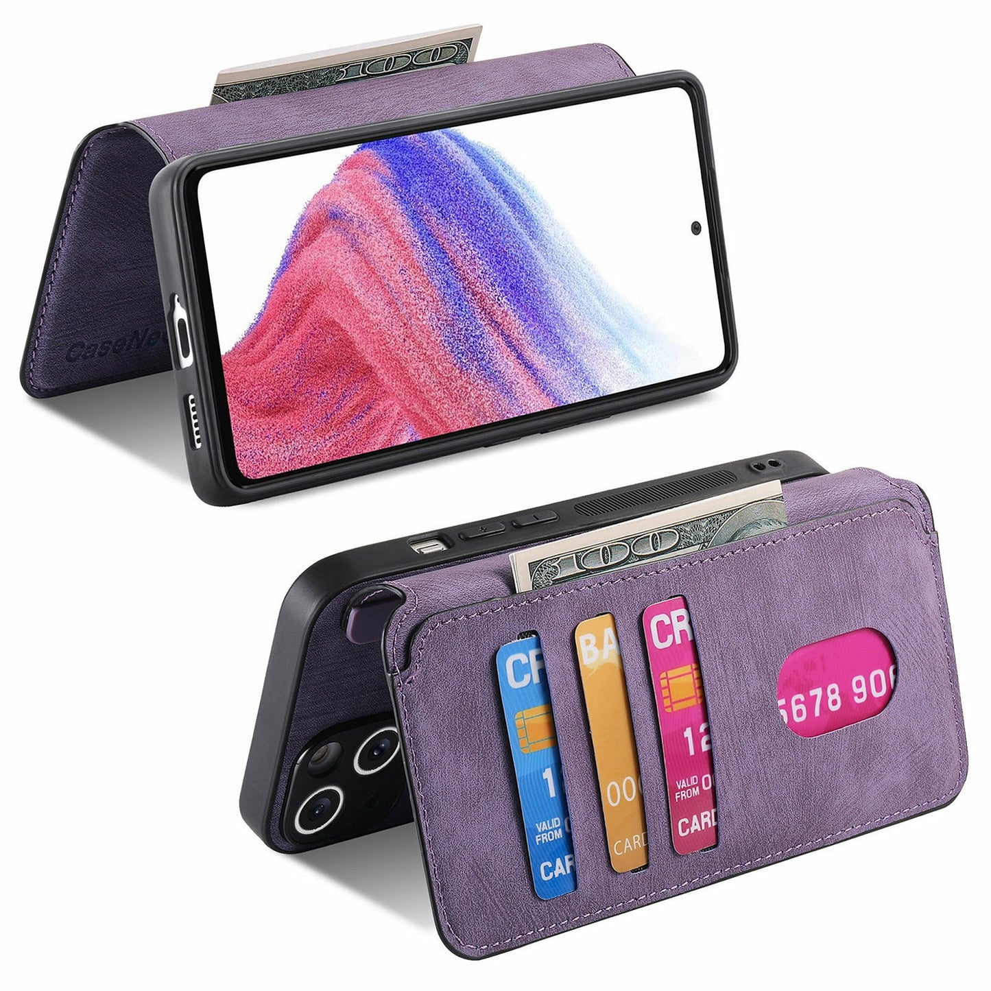 CASENEO MW-03 For Samsung Galaxy A06 Case Detachable Wallet Leather+TPU Phone Cover - Purple