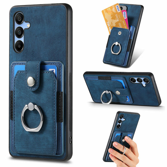 For Samsung Galaxy A16 4G / 5G Case Kickstand Leather+TPU Non-Slip Protective Cover Card Slots - Blue