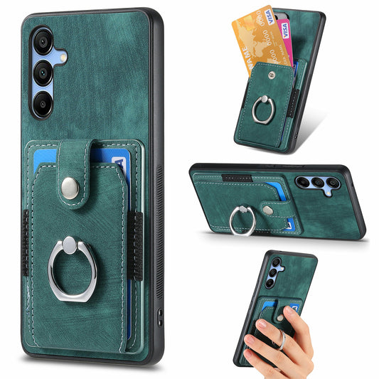 For Samsung Galaxy A16 4G / 5G Case Kickstand Leather+TPU Non-Slip Protective Cover Card Slots - Green