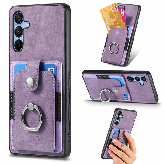 For Samsung Galaxy A16 4G / 5G Case Kickstand Leather+TPU Non-Slip Protective Cover Card Slots - Purple