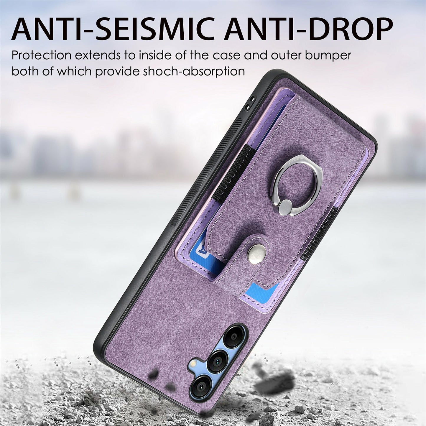 For Samsung Galaxy A16 4G / 5G Case Kickstand Leather+TPU Non-Slip Protective Cover Card Slots - Purple