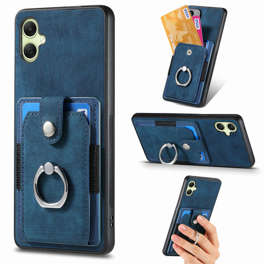 For Samsung Galaxy A06 Case Kickstand Leather+TPU Non-Slip Protective Cover Card Slots - Blue