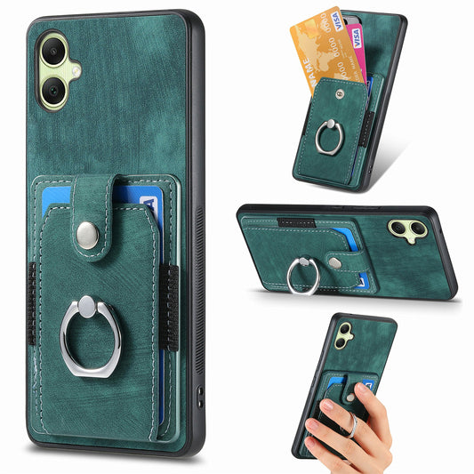 For Samsung Galaxy A06 Case Kickstand Leather+TPU Non-Slip Protective Cover Card Slots - Green